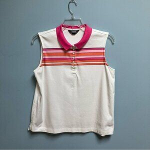 Lands End Sleeveless Polo Style 18 PXL Shirt Golf Tennis Preppy Pink Collar